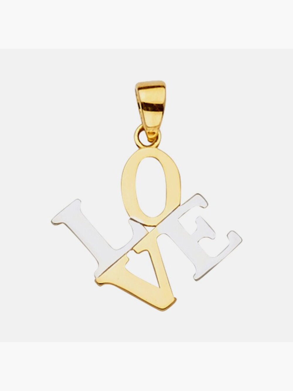 14K Solid Gold LOVE Charm Pendant Two-Tone By Tehrani Jewelry